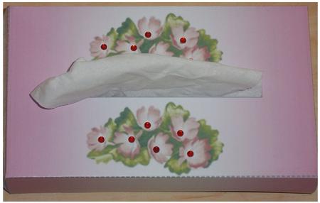 Pocket Tissue Box Pink Floral by Susan Cummings