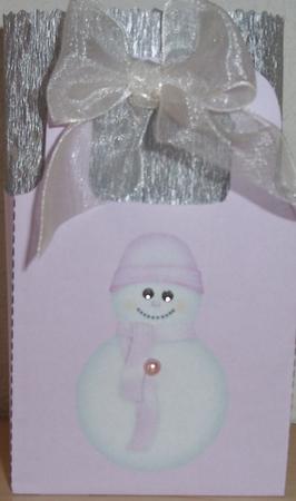 Pastel Pink Snowman Gift Bag by Susan Cummings
