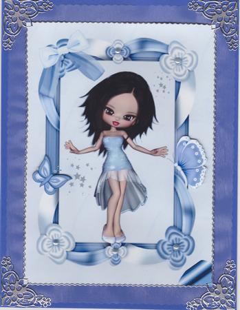 Little Lady in Blue Dress A4 Topper by Susan Cummings
