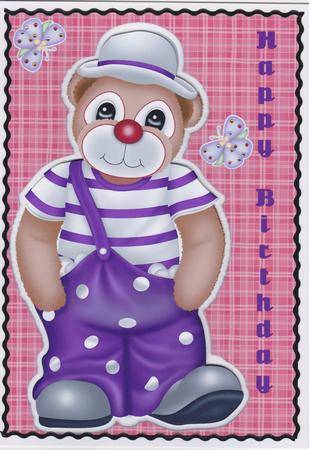 Clown Bear with Butterflies by Susan Cummings