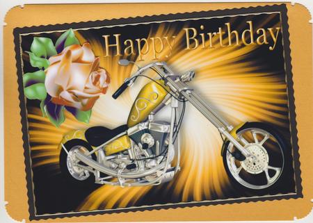 Gold Chopperbike with Rose A4 by Susan Cummings