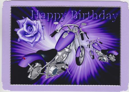 Purple Motorbike with Purple Rose A4 by Susan Cummings
