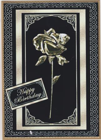 Gold Rose and Lace on Black by Susan Cummings
