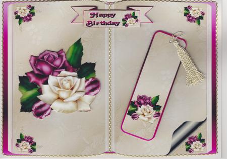 Red & Cream Antique Rose Open Book by Susan Cummings