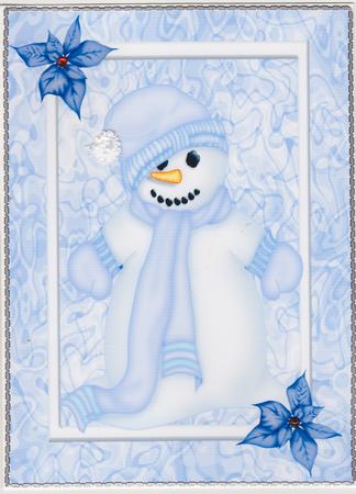 A4 Blue Snow Man by Susan Cummings