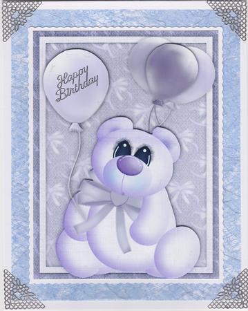 Purple Balloon Bear A4 by Susan Cummings