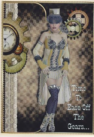 Ease Off the Gears Steampunk Envelope Card by Susan Cummings