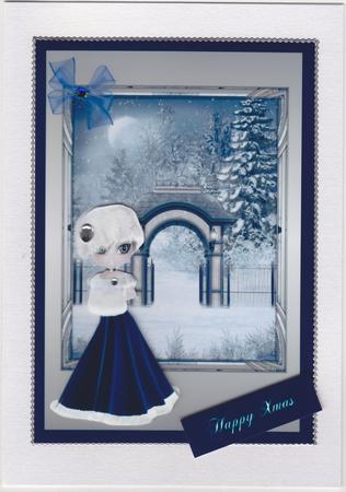 Blue Xmas Card Front by Susan Cummings