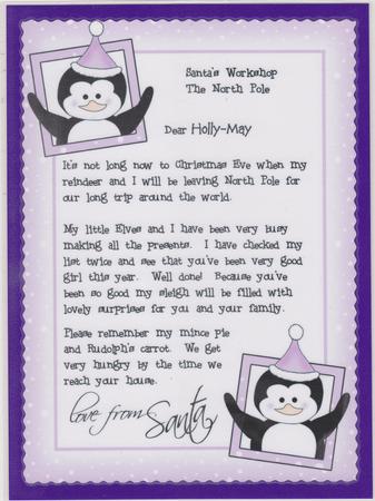 Girl's Letter from Santa by Susan Cummings