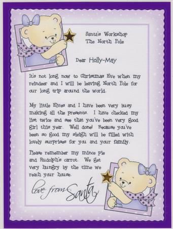 Girl's Letter from Santa by Susan Cummings