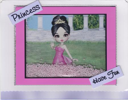 Princess Caelia in Pink Shaker Card by Susan Cummings