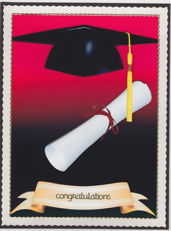 Graduation Cap and Scroll A4 Card Front by Susan Cummings