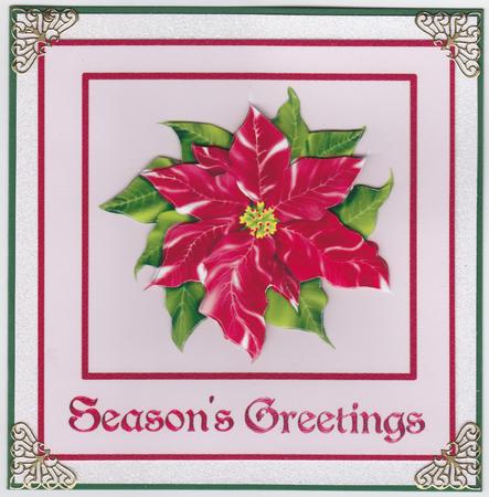 Poinsettia Decoupage Card Front by Susan Cummings