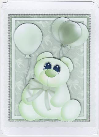 Green Balloon Bear A4 by Susan Cummings