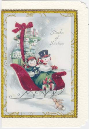 Vintage Big Christmas Stacks of Wishes Card by Susan Cummings