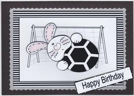 Bunny Catching a Football - Black/white by Susan Cummings