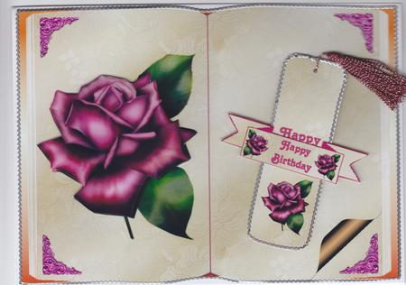 Red Antique Rose Open Book by Susan Cummings