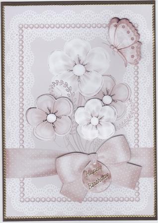 Flowers and Lace Step-by-step Card Front Beige by Susan Cummings