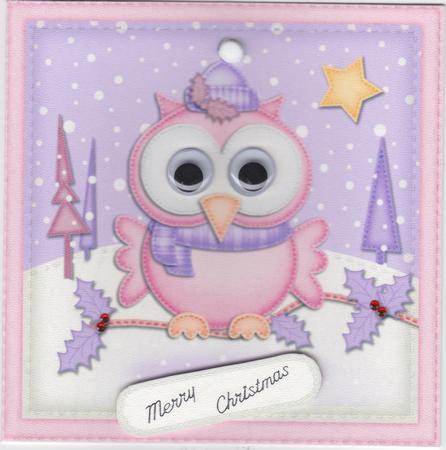 Xmas Little Hoot Quick Cut and Fold Card by Susan Cummings