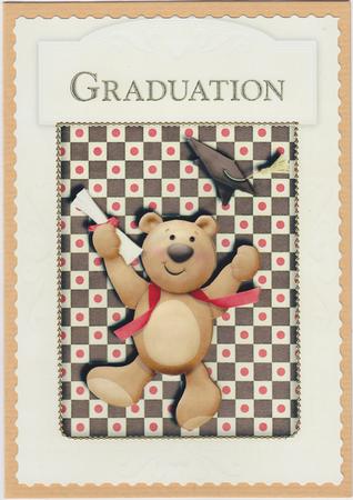 Graduation Bear Card Front with Decoupage by Susan Cummings