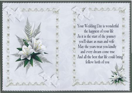 White Bouquet of Flowers with Wedding Verse A5 by Susan Cummings