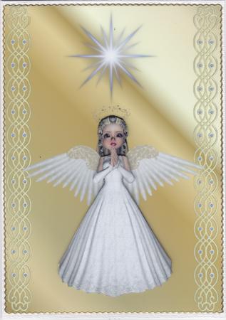 A Christmas Angel Decoupage Quick Card Front by Susan Cummings