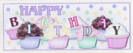 Cupcakes Happy Birthday Dl Card with Decoupage by Susan Cummings