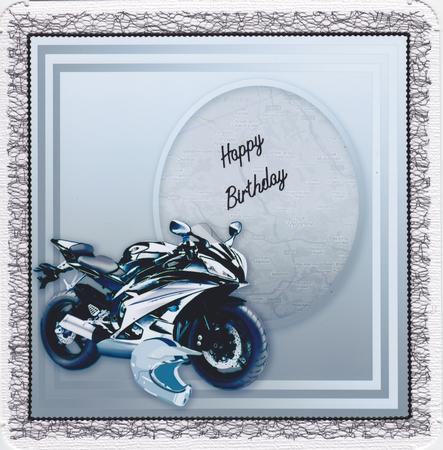 Blue Motorbike and Helmet - 8in x 8in Insert Plate by Susan Cummings