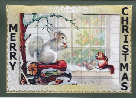 Squirrels Having Christmas Feast Side Stacker by Susan Cummings