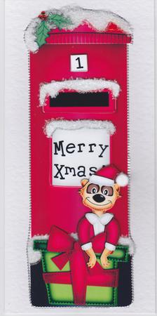 Large Dl Xmas Meerkat Postbox 3D Decoupage by Susan Cummings