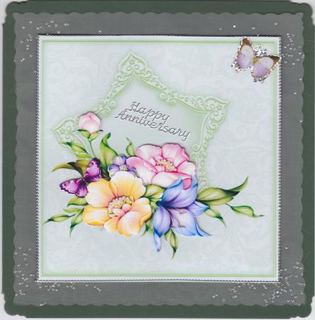 Floral Spray Decoupage Topper Green by Susan Cummings