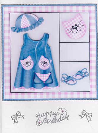 Little Miss 8x8 Card Front in Blue and Pink by Susan Cummings
