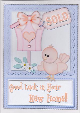 A4 Little Birdie Felties New Home Card Topper by Susan Cummings