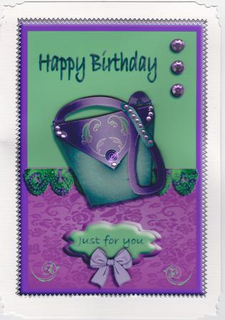 Happy Birthday Handbag Elegance Card Front by Susan Cummings