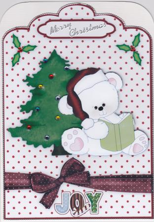 Christmas Polar Bear Joy Scallop Top with Decoupage by Susan Cummings