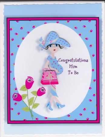 Mum to Be 2 Quick Card Front with Decoupage Blue by Susan Cummings