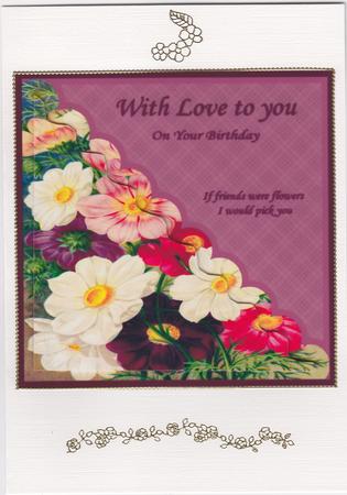 Floral Card Front and Triangle Pyramid - Friend Birthday by Susan Cummings