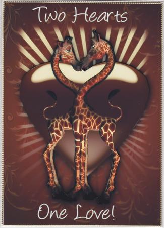 Valentine Giraffe Two Hearts One Love by Susan Cummings