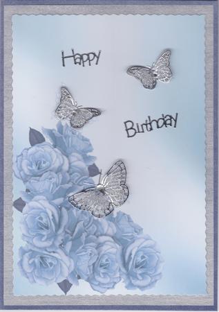 Roses and Butterflies Turquoise Backing Paper by Susan Cummings