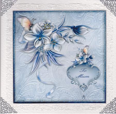 Blue Florals and Butterflies 8x8 Topper by Susan Cummings