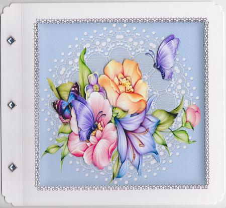 Rainbow Flowers, Butterflies and Lace 2 8x8 Topper by Susan Cummings