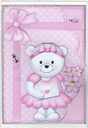 A5 Teddy Tess's Love Letter Quick Card N 3D Decoupage by Susan Cummings