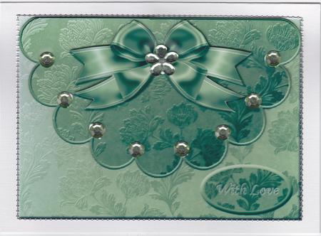 Green Damask - Mock Envelope Style by Susan Cummings
