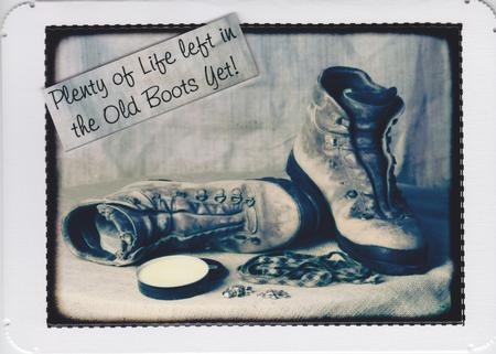 Old Walking Boots 7x5inch Topper by Susan Cummings