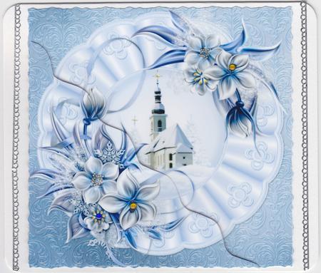 Winter Flowers and Christmas Church Side Stacker by Susan Cummings