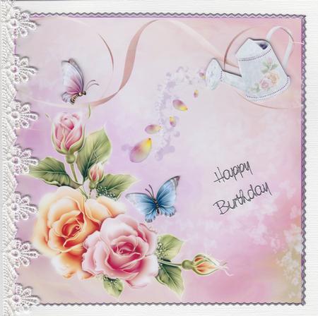 Petals & Wings Watering Can of Roses 8x8inch Step by Step by Susan Cummings