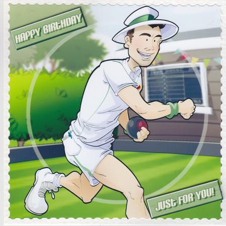 Young Lawn Bowls Dude 8x8 Quick Card by Susan Cummings