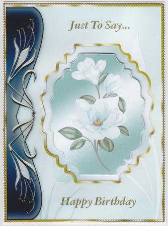 Blue Magnolias Art Nouveau Card Front - Birthday by Susan Cummings