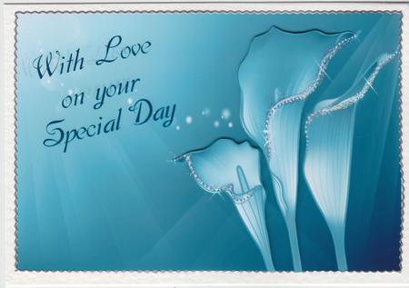 Stunning Sparkling Calla Lilies Card Front & Decoupage by Susan Cummings