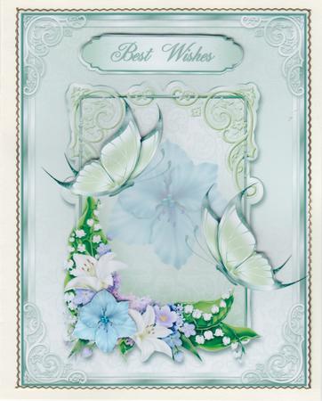 Butterfly Lilly of the Valley Card Front by Susan Cummings